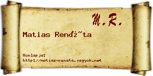 Matias Renáta névjegykártya